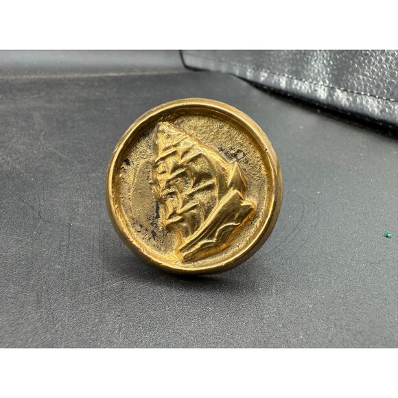 Vintage Brass Drawer Knobs with Ship Design – Nautical Hardware Accent - Picture 5 of 8